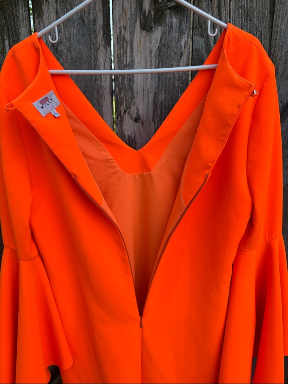 EUC Milly Nicole Shift Dress Ruffle Bell Sleeves Orange Size 10 - Picture 10 of 10